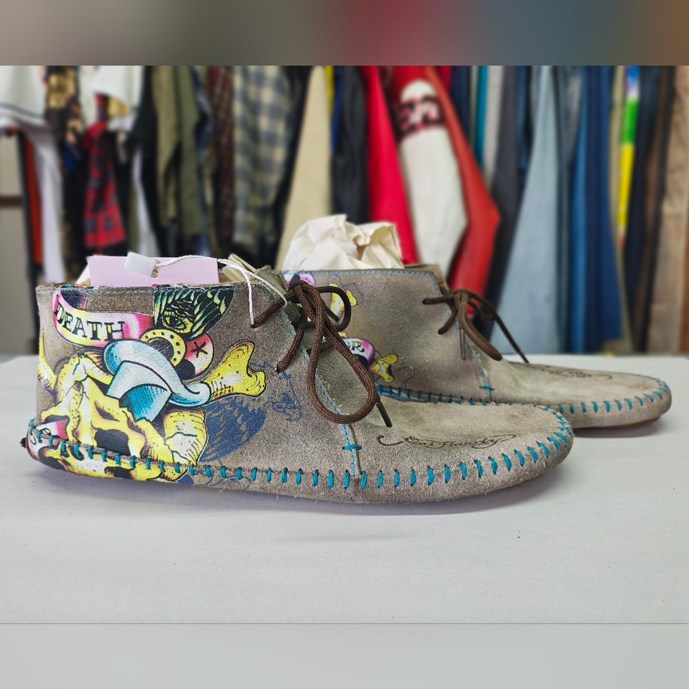 Ed Hardy Gray Mocassins Sz US 7